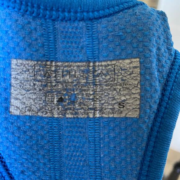 Athleta‎ Womens Tank Top Sz S Fastest Track Blue Tiger Animal Print Unstinkable - Picture 3 of 5